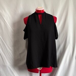 Paper Crane Black Cold Shoulder Blouse MM41